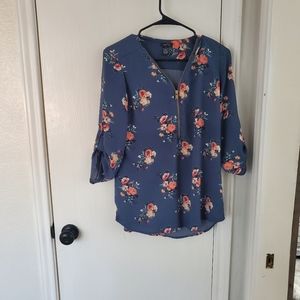 Small Rue 21 Blue Blouse with Roses